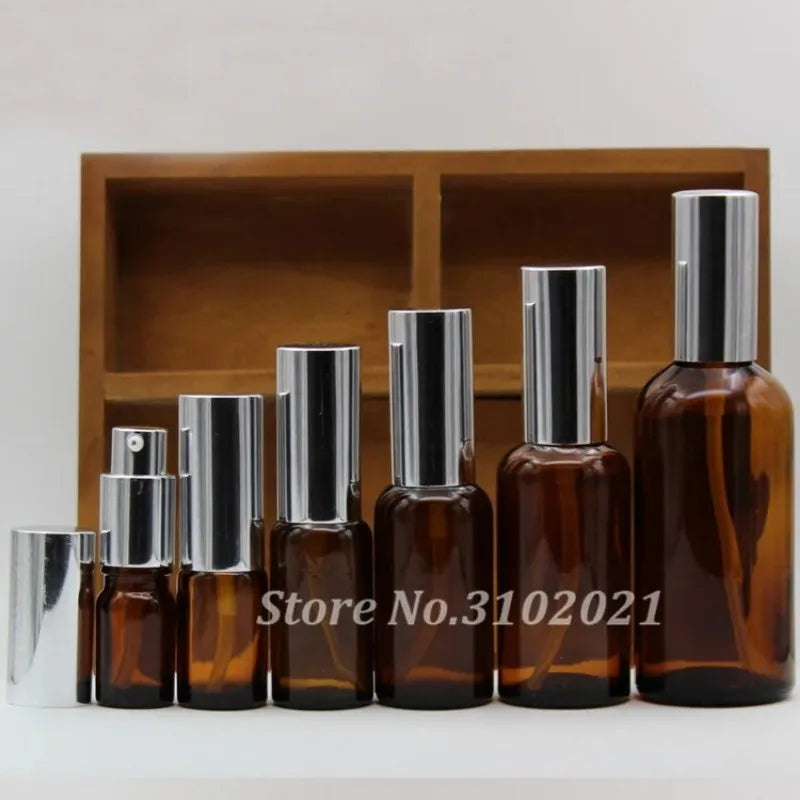 2/10pcs 5/10/15/20/30/50/100ml Empty Clear/Amber Glass Essential Oil Perfume Bottle with Sprayer/lotion Pump Glass Spray Bottle