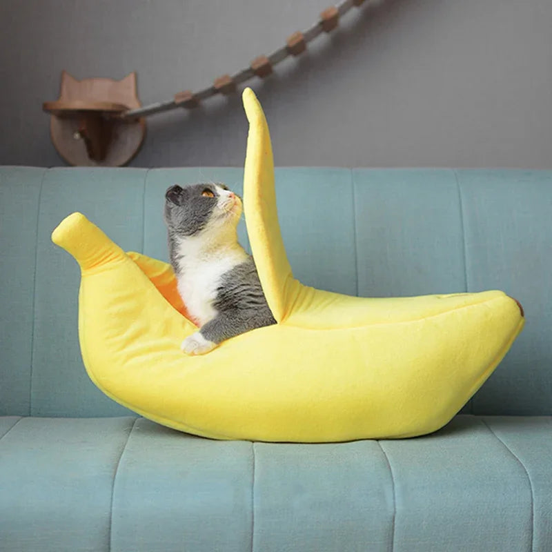 Yellow Banana Cat Dog Bed Cute Puppy Pad Kennel Warm Soft Pet For Cats Supplies Kitten Rabbit House Pets Cats Supplies