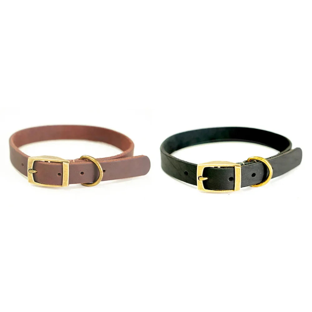 Leather Dog Collar Heavy Duty Hardware Dog Collars Full Grain Ultra Soft and Comfort Genuine Cowhide Collar for Puppy Large Pets