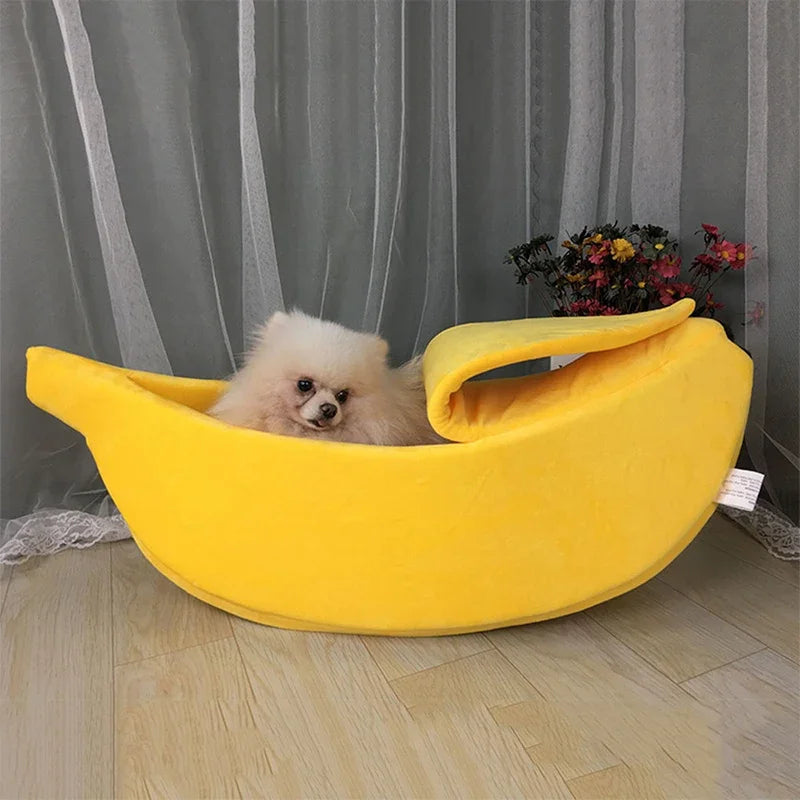Yellow Banana Cat Dog Bed Cute Puppy Pad Kennel Warm Soft Pet For Cats Supplies Kitten Rabbit House Pets Cats Supplies