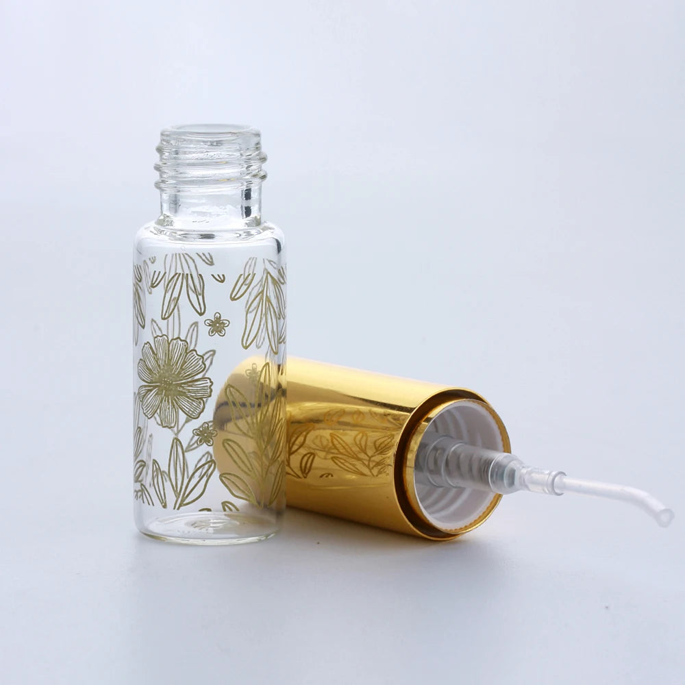 30/50/100 Pieces 5ml Flower Printing Perfume Bottle Spray Bottle Perfume Refillable Glass Bottle Sample Vials