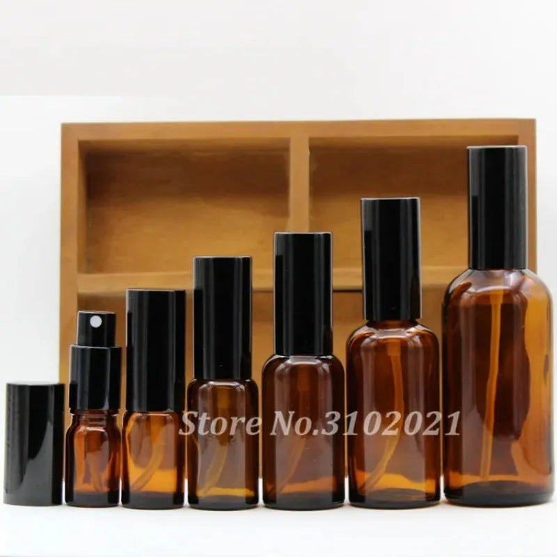 2/10pcs 5/10/15/20/30/50/100ml Empty Clear/Amber Glass Essential Oil Perfume Bottle with Sprayer/lotion Pump Glass Spray Bottle