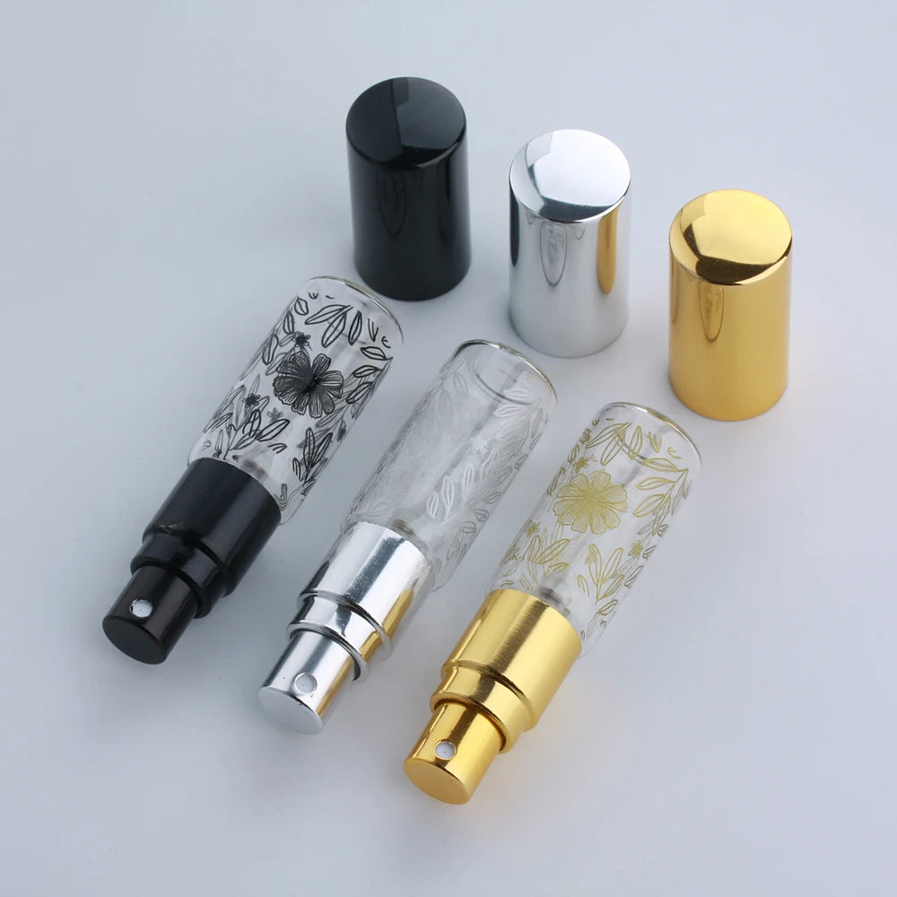 30/50/100 Pieces 5ml Flower Printing Perfume Bottle Spray Bottle Perfume Refillable Glass Bottle Sample Vials
