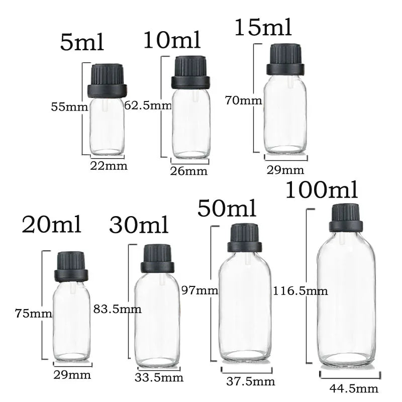 12Pcs Empty 5/10/15/20/30ml Amber Glass Essential Oils Drops Bottles with Orifice Reducer Tips DIY Supplies Tool Perfume Vials