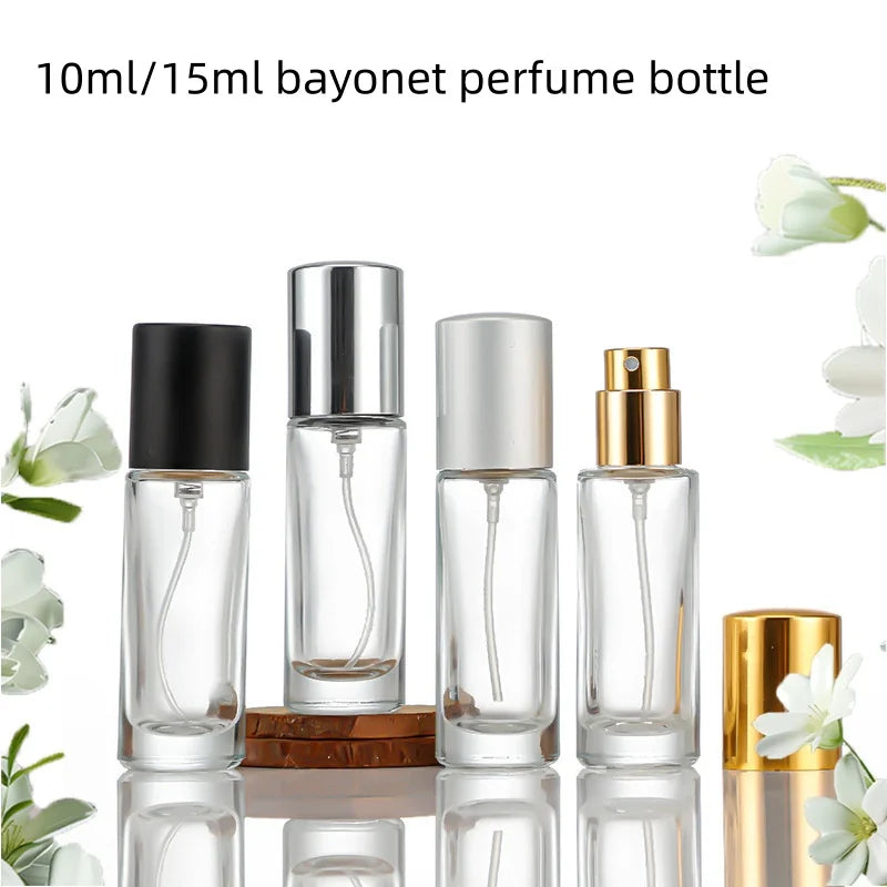 10/30pcs Empty 10/15/20/30ml Bayonet Perfume Bottles Clear Glass Spray Bottle With Crimp Sprayer Cosmetic Container Need A Tool