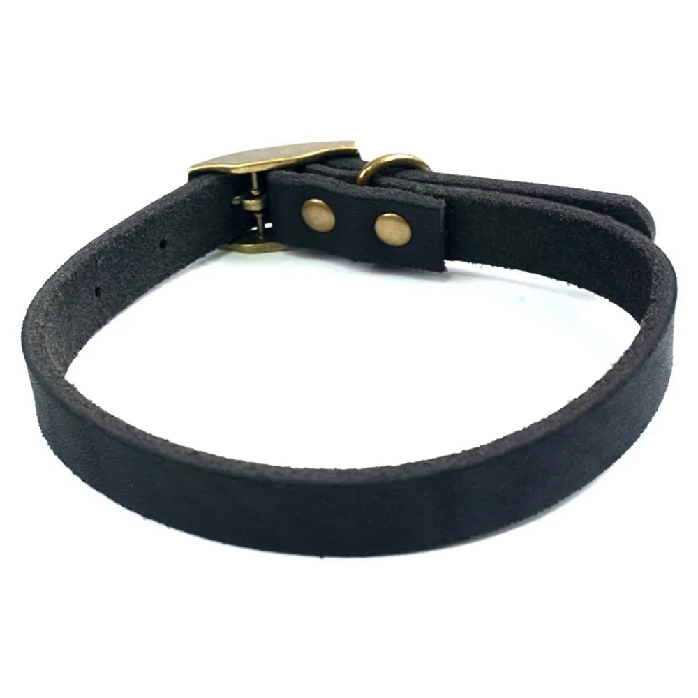 Leather Dog Collar Heavy Duty Hardware Dog Collars Full Grain Ultra Soft and Comfort Genuine Cowhide Collar for Puppy Large Pets