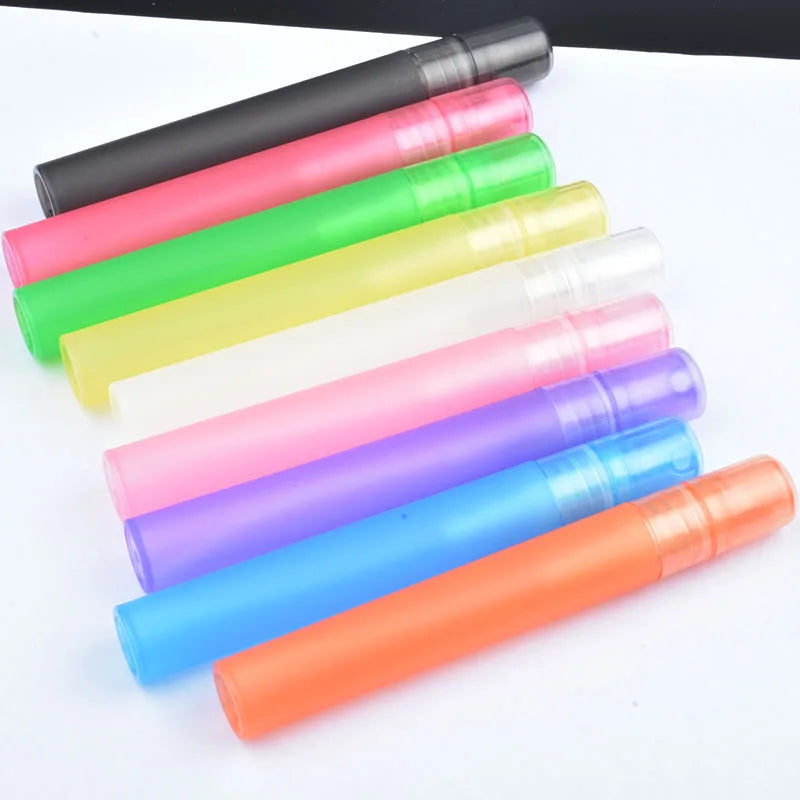 20/100pcs 5/10ml Colorful Portable Atomiser Spray Bottles Perfume Pen Vials Makeup Cosmetic Plastic PP Travel Sample Containers