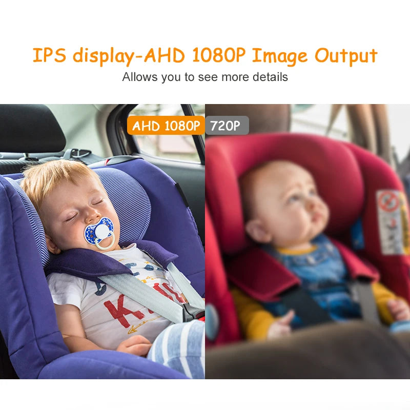 2 Car Camera Baby Monitor 6.86'' IPS Screen Dual Camera Bebe Car Mirror Video Monitor For Infants Kids Pets In Safe Driving