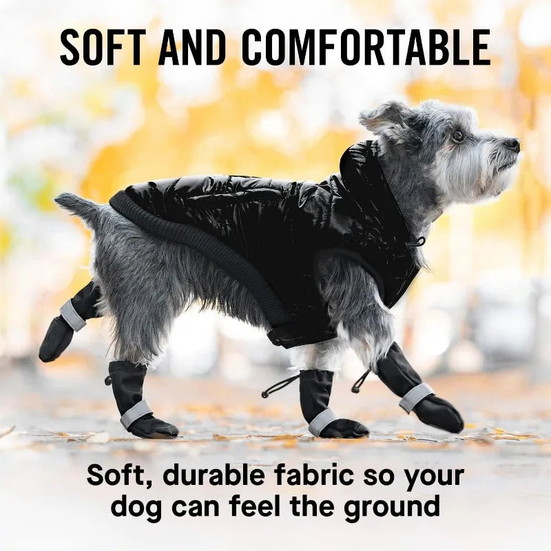 Winter Dog Shoes Waterproof Walking Big Small Dog Shoes Warm Adjustable Elasticity Schnauzer Foot Cover Teddy Pets Supplies