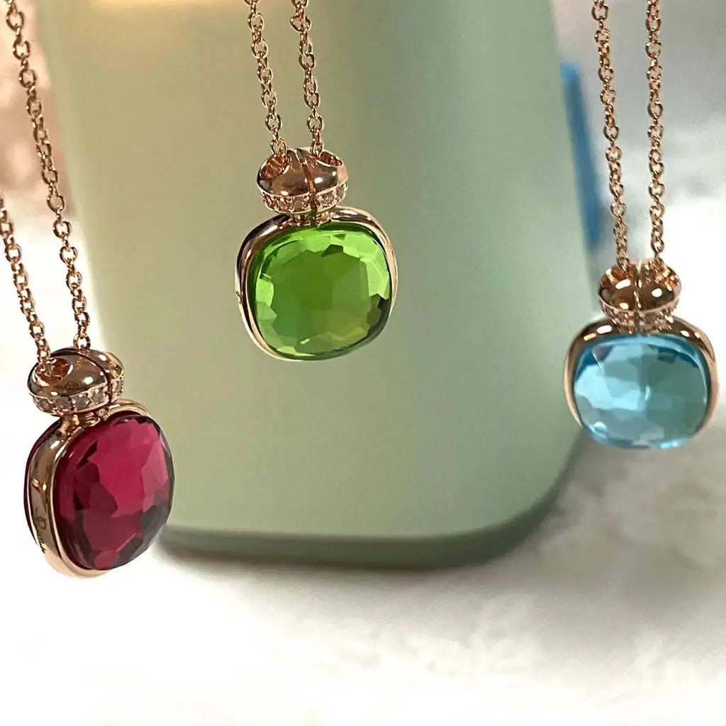 Elegant Light Blue Topaz Perfume Bottle Pendant Necklace for Women Classic  Design Candy Color Fashion Jewelry Gift Idea