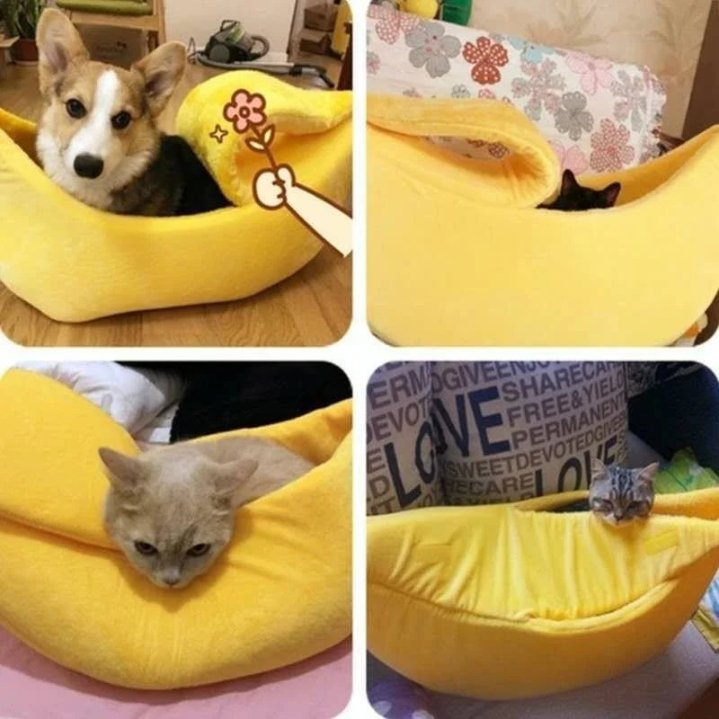 Yellow Banana Cat Dog Bed Cute Puppy Pad Kennel Warm Soft Pet For Cats Supplies Kitten Rabbit House Pets Cats Supplies