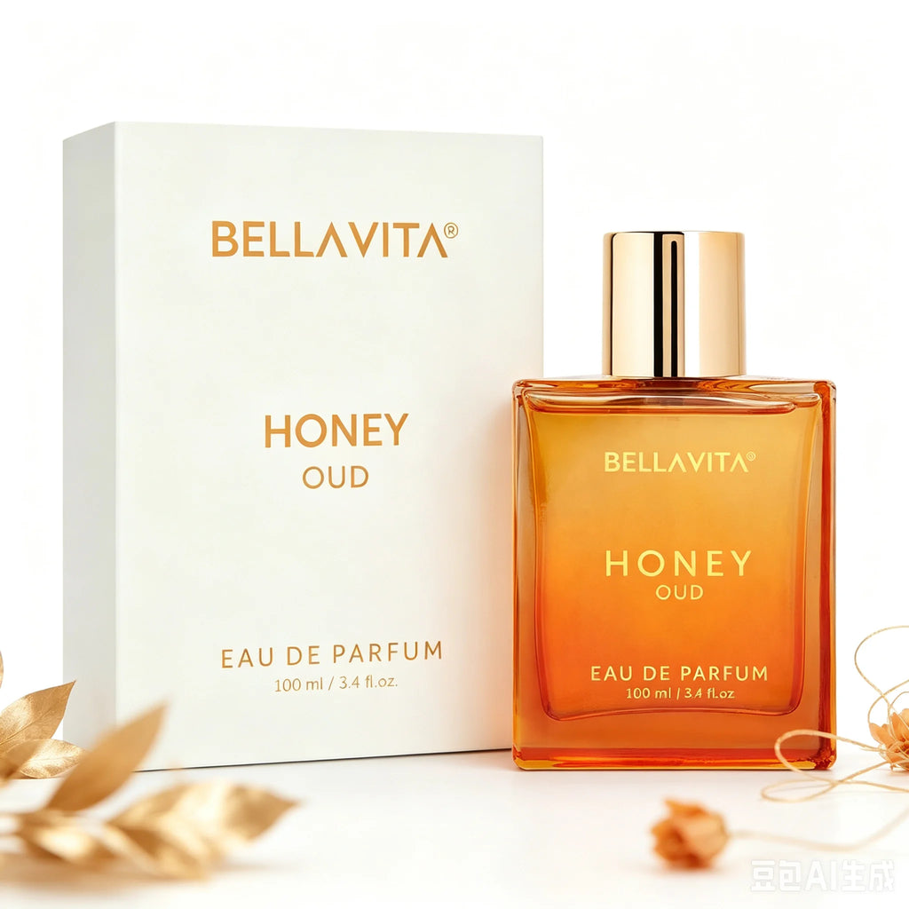 BELLAVITA Honey Oud Eau De Parfum 100ml Long Lasting Woody Sweet Fragrance Unisex Perfume Spray With Gift Box