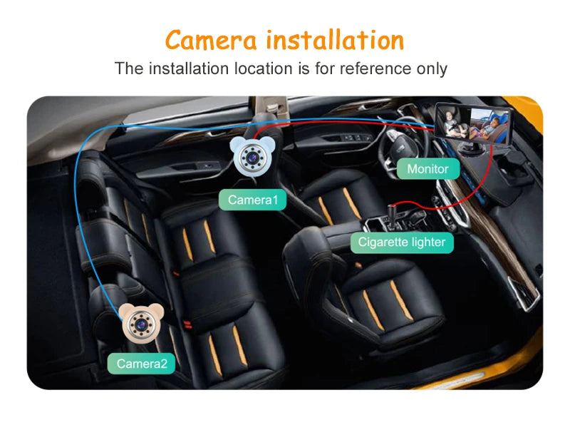 2 Car Camera Baby Monitor 6.86'' IPS Screen Dual Camera Bebe Car Mirror Video Monitor For Infants Kids Pets In Safe Driving