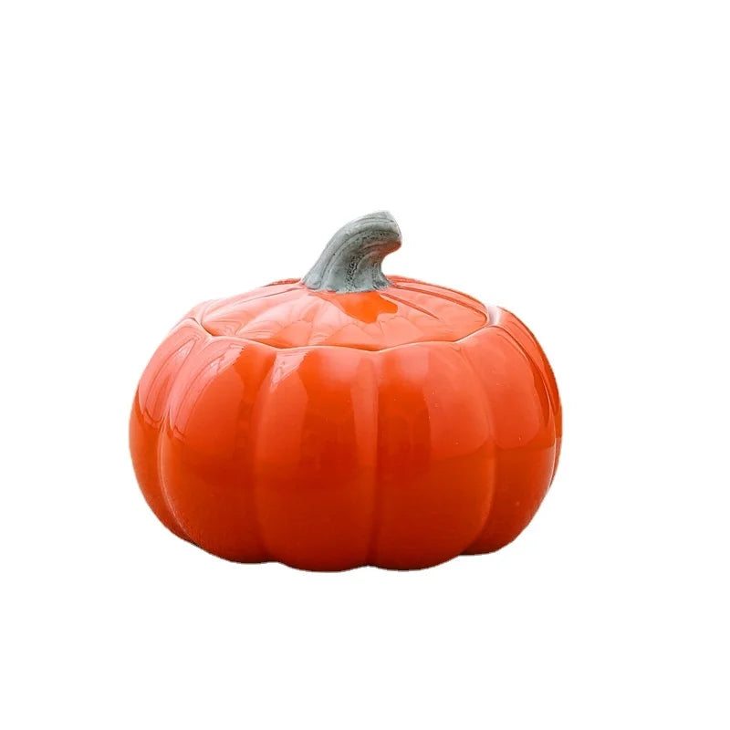 Creative Pumpkin Fruit Shape Ceramic Storage Jar Cosmetics Perfume Sealed Jar Kitchen Food Seasoning Tank Storage Box Home Decor