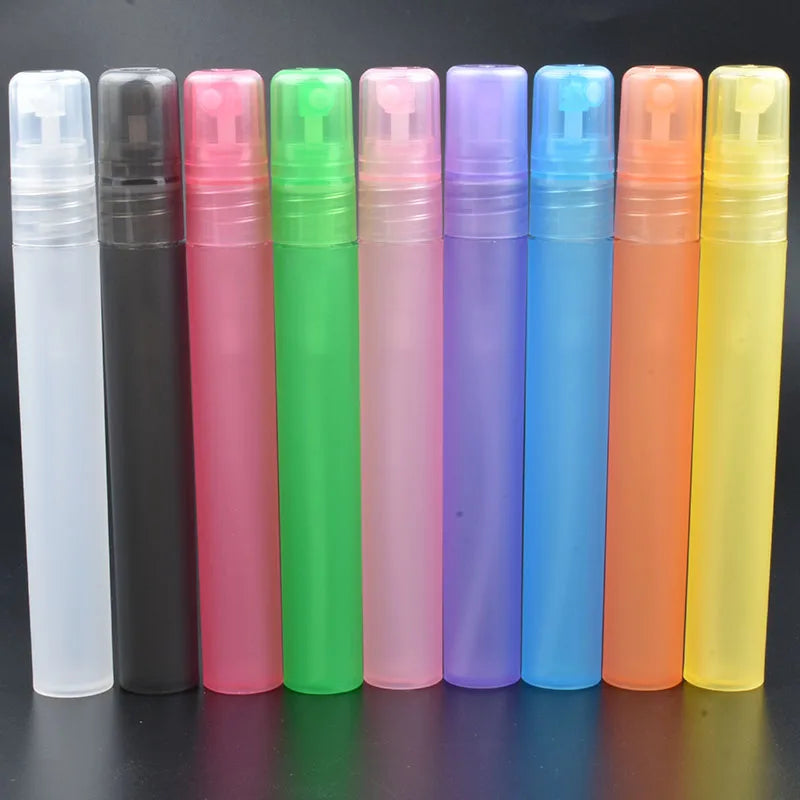 20/100pcs 5/10ml Colorful Portable Atomiser Spray Bottles Perfume Pen Vials Makeup Cosmetic Plastic PP Travel Sample Containers