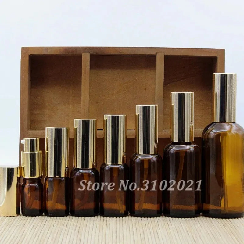2/10pcs 5/10/15/20/30/50/100ml Empty Clear/Amber Glass Essential Oil Perfume Bottle with Sprayer/lotion Pump Glass Spray Bottle