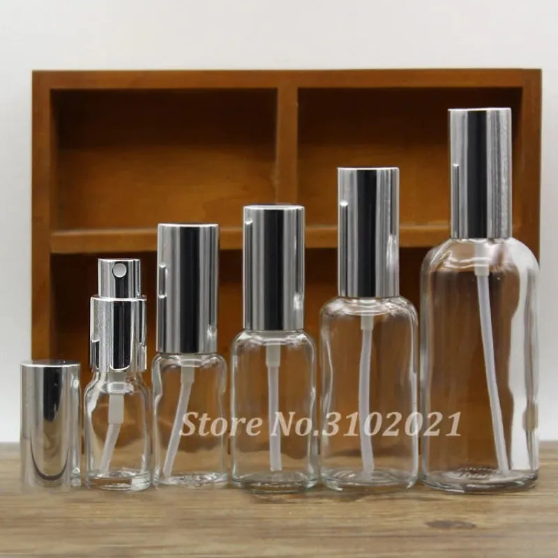 2/10pcs 5/10/15/20/30/50/100ml Empty Clear/Amber Glass Essential Oil Perfume Bottle with Sprayer/lotion Pump Glass Spray Bottle