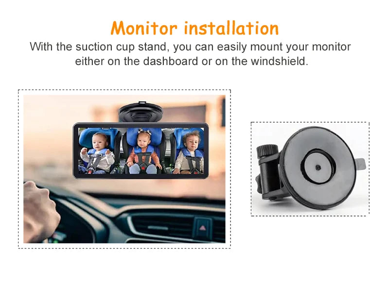 2 Car Camera Baby Monitor 6.86'' IPS Screen Dual Camera Bebe Car Mirror Video Monitor For Infants Kids Pets In Safe Driving