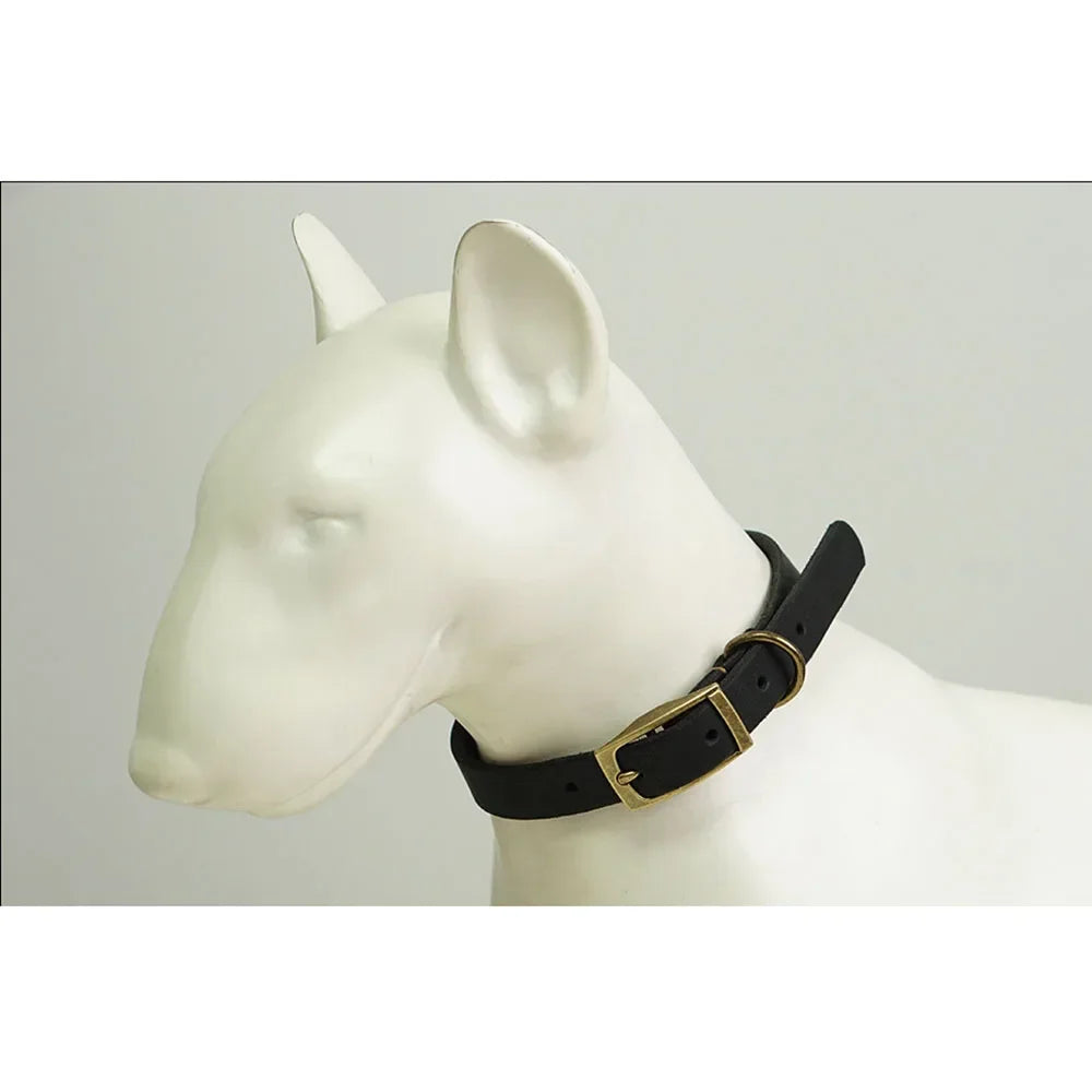 Leather Dog Collar Heavy Duty Hardware Dog Collars Full Grain Ultra Soft and Comfort Genuine Cowhide Collar for Puppy Large Pets