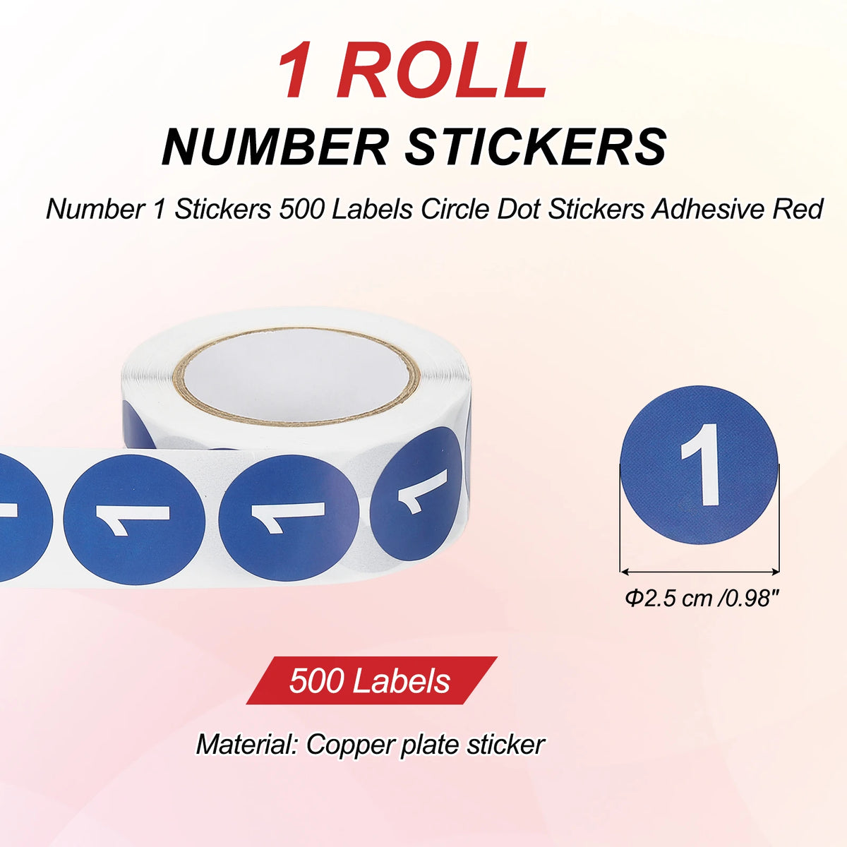500Pcs/Roll 1 Inch Number Stickers Adhesive Labels Circle Dot Stickers Number 1-31 Home Organization Warehouse Office Management
