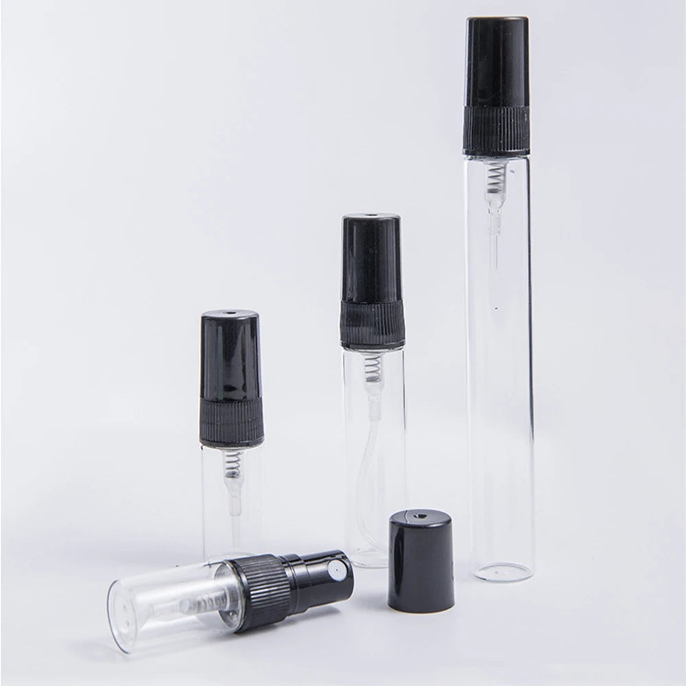100pcs 2ml 3ml 5ml 10ml Mini Perfume Bottle Mist Spray Bottle Empty Clear Atomizer Glass Vials Portable Perfume Sample Bottle