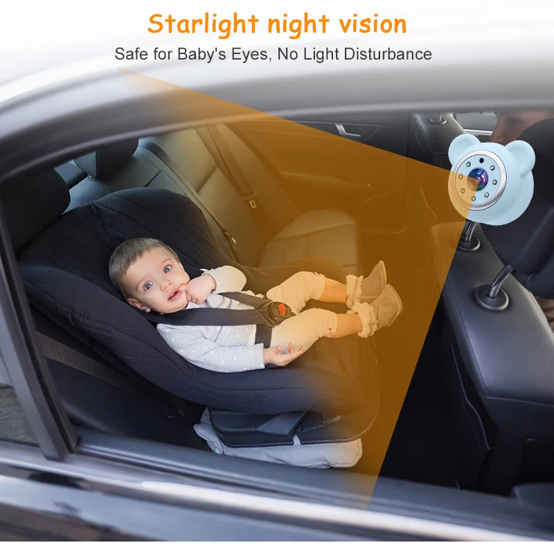 2 Car Camera Baby Monitor 6.86'' IPS Screen Dual Camera Bebe Car Mirror Video Monitor For Infants Kids Pets In Safe Driving