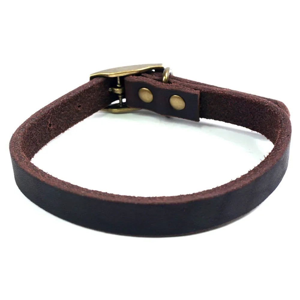 Leather Dog Collar Heavy Duty Hardware Dog Collars Full Grain Ultra Soft and Comfort Genuine Cowhide Collar for Puppy Large Pets