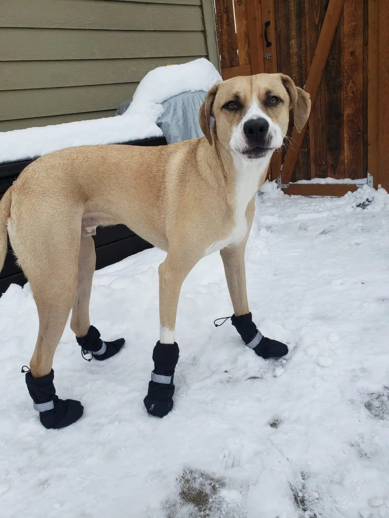 Winter Dog Shoes Waterproof Walking Big Small Dog Shoes Warm Adjustable Elasticity Schnauzer Foot Cover Teddy Pets Supplies