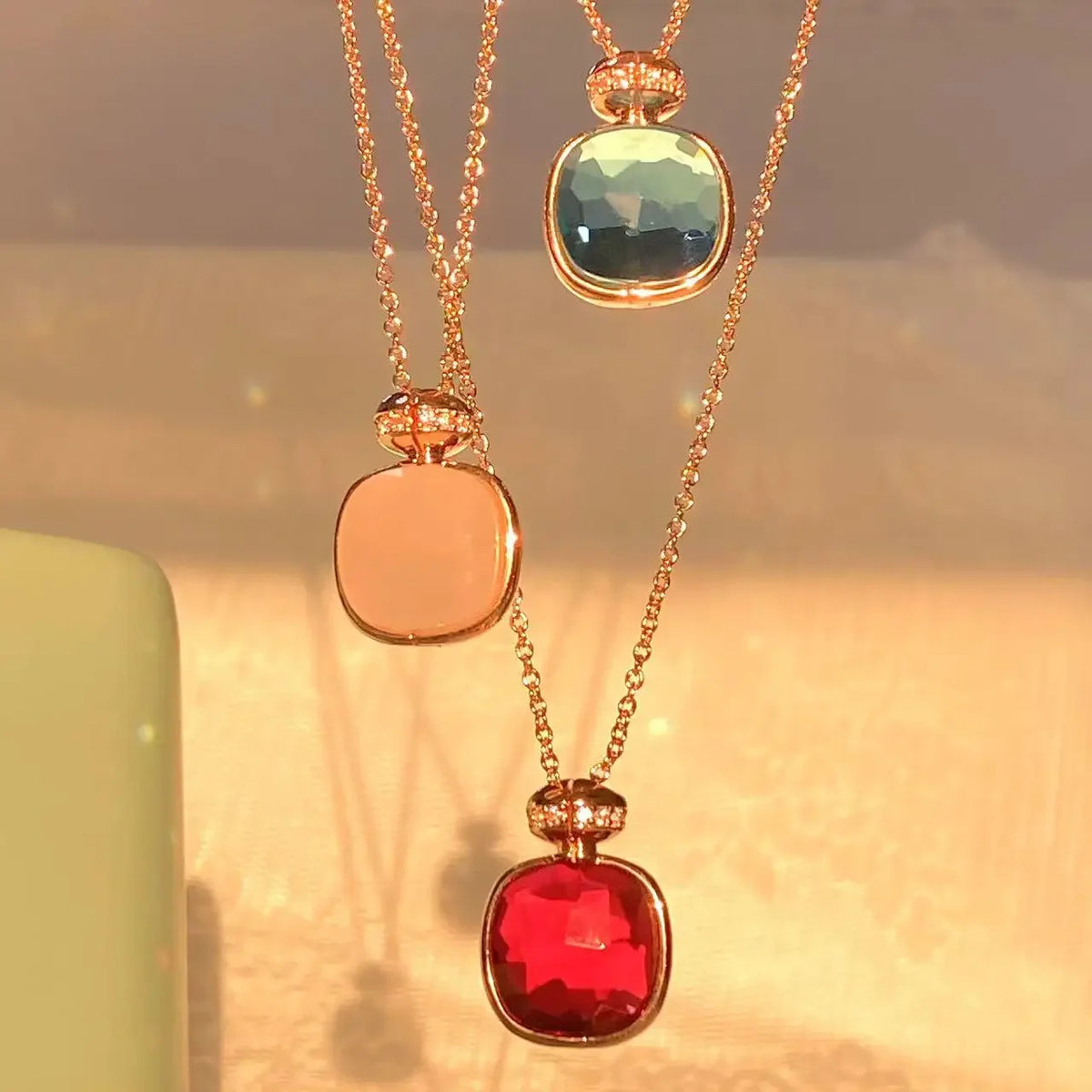 Elegant Light Blue Topaz Perfume Bottle Pendant Necklace for Women Classic  Design Candy Color Fashion Jewelry Gift Idea