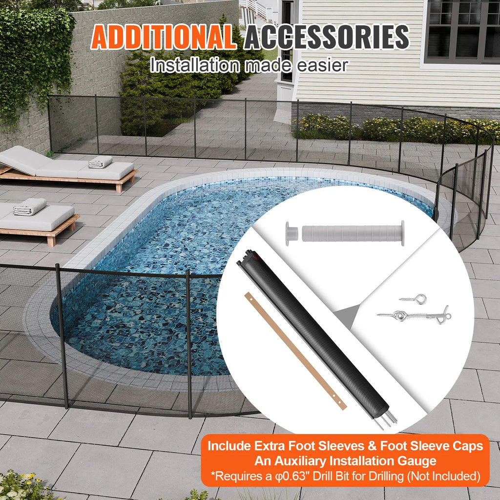SucceBuy Pool Fence Fences for Inground Pools Removable Child Safety Pool Fencing Teslin PVC Fence Mesh Protects Kids and Pets
