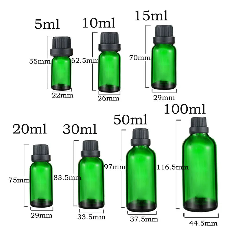 12Pcs Empty 5/10/15/20/30ml Amber Glass Essential Oils Drops Bottles with Orifice Reducer Tips DIY Supplies Tool Perfume Vials