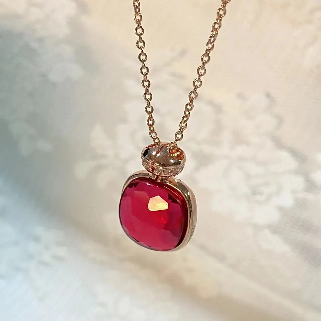 Elegant Light Blue Topaz Perfume Bottle Pendant Necklace for Women Classic  Design Candy Color Fashion Jewelry Gift Idea