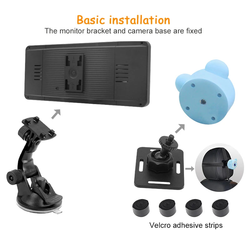 2 Car Camera Baby Monitor 6.86'' IPS Screen Dual Camera Bebe Car Mirror Video Monitor For Infants Kids Pets In Safe Driving