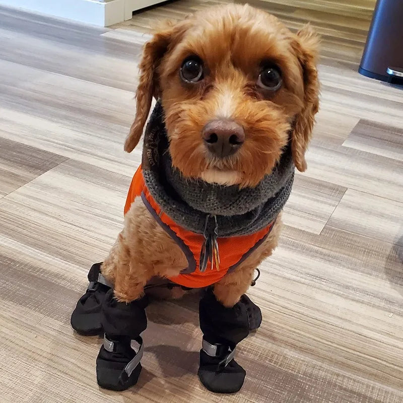 Winter Dog Shoes Waterproof Walking Big Small Dog Shoes Warm Adjustable Elasticity Schnauzer Foot Cover Teddy Pets Supplies