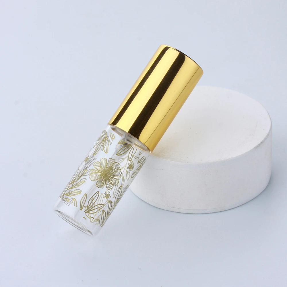 30/50/100 Pieces 5ml Flower Printing Perfume Bottle Spray Bottle Perfume Refillable Glass Bottle Sample Vials