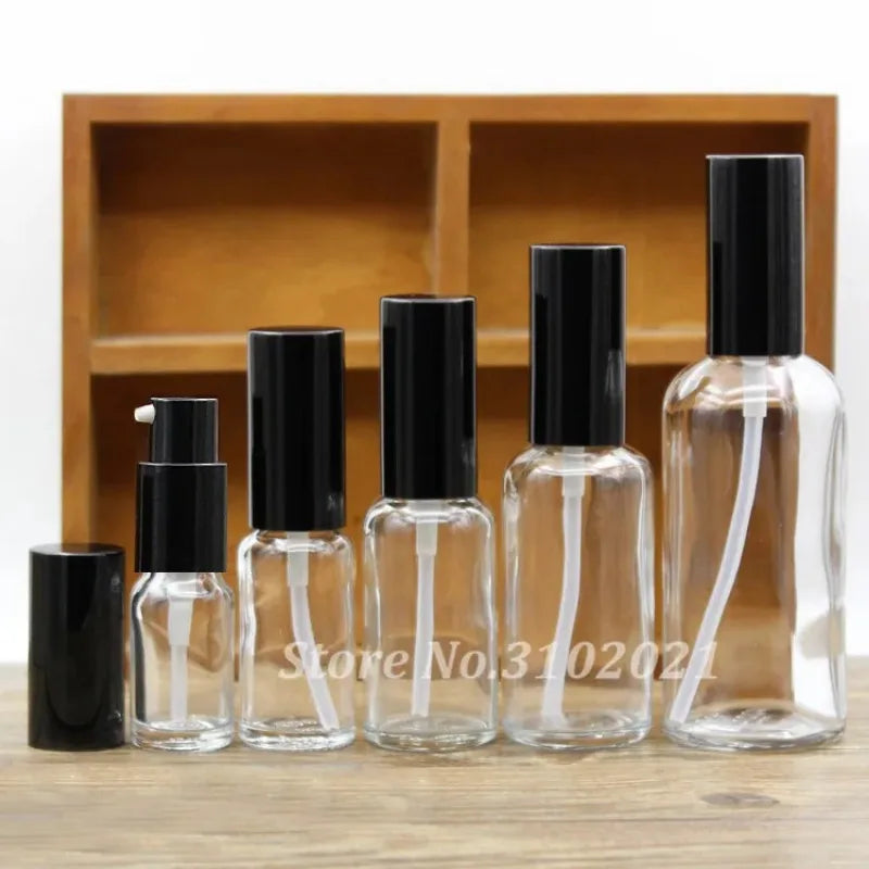 2/10pcs 5/10/15/20/30/50/100ml Empty Clear/Amber Glass Essential Oil Perfume Bottle with Sprayer/lotion Pump Glass Spray Bottle
