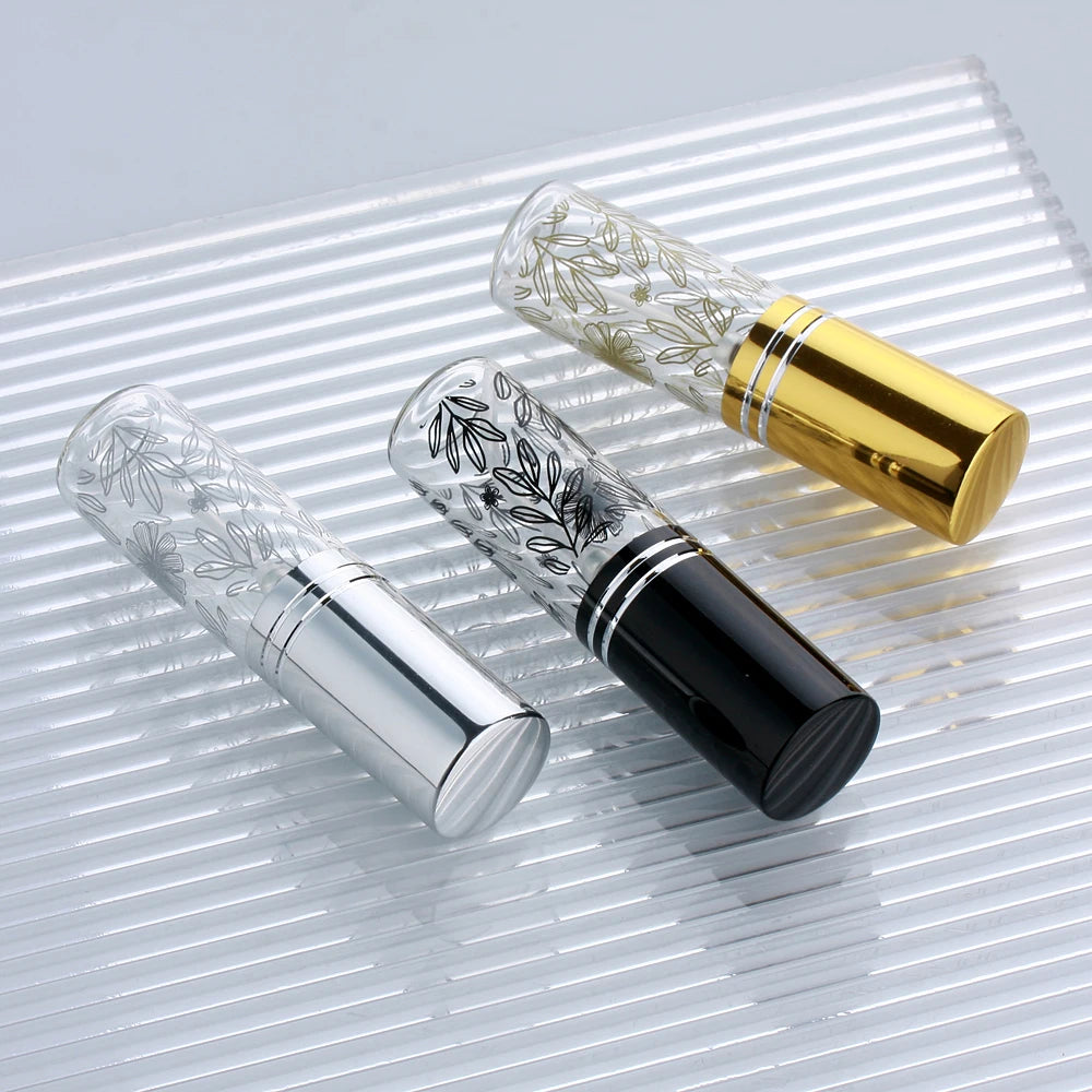 30/50/100 Pieces 5ml Flower Printing Perfume Bottle Spray Bottle Perfume Refillable Glass Bottle Sample Vials
