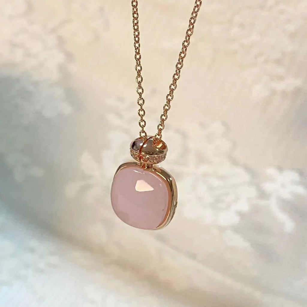 Elegant Light Blue Topaz Perfume Bottle Pendant Necklace for Women Classic  Design Candy Color Fashion Jewelry Gift Idea