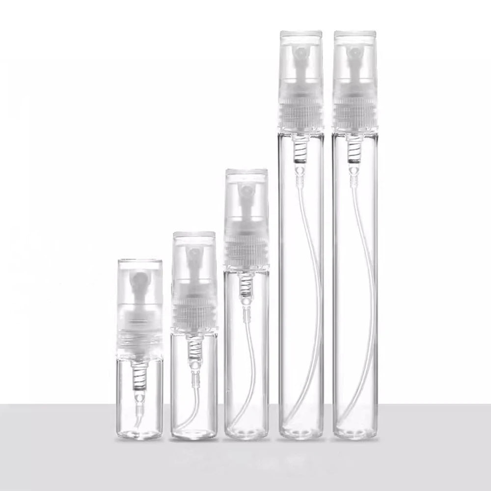 100pcs 2ml 3ml 5ml 10ml Mini Perfume Bottle Mist Spray Bottle Empty Clear Atomizer Glass Vials Portable Perfume Sample Bottle