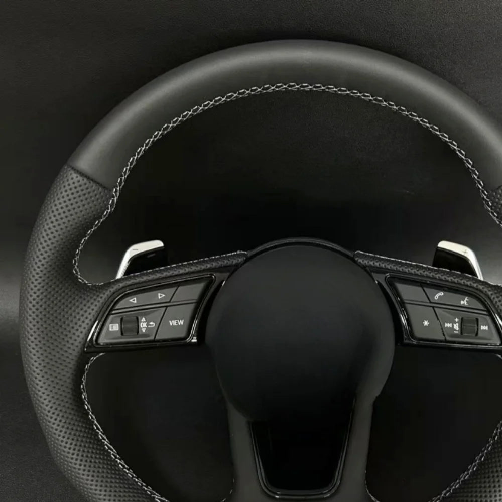 Custom Car Steering Wheel Braid Cover Soft 100% Fit For Audi A3 (8V) A4 (B9) Avant A5 (F5) A1 (8X) Car Products Steering Wrap