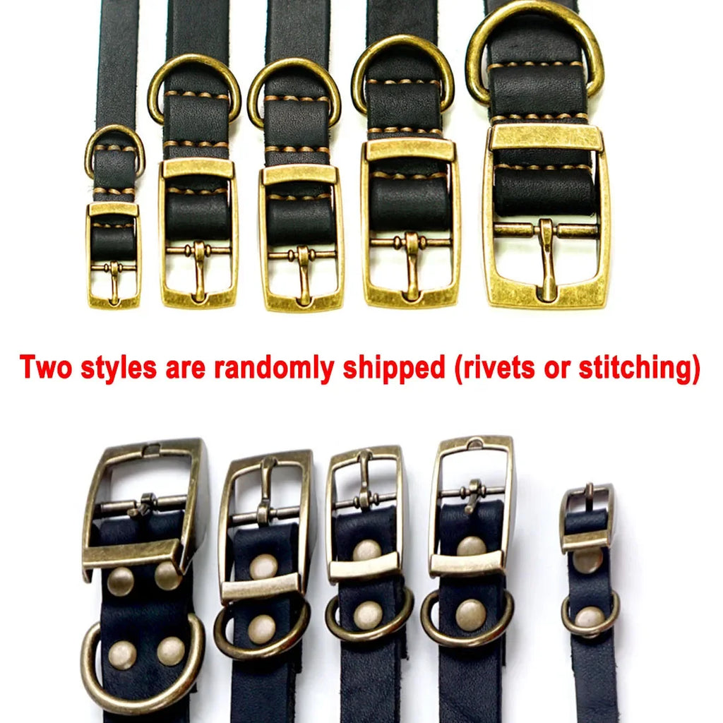 Leather Dog Collar Heavy Duty Hardware Dog Collars Full Grain Ultra Soft and Comfort Genuine Cowhide Collar for Puppy Large Pets