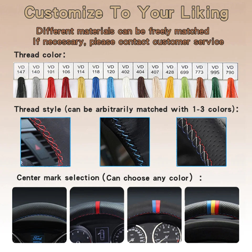 Custom Car Steering Wheel Braid Cover Soft 100% Fit For Audi A3 (8V) A4 (B9) Avant A5 (F5) A1 (8X) Car Products Steering Wrap