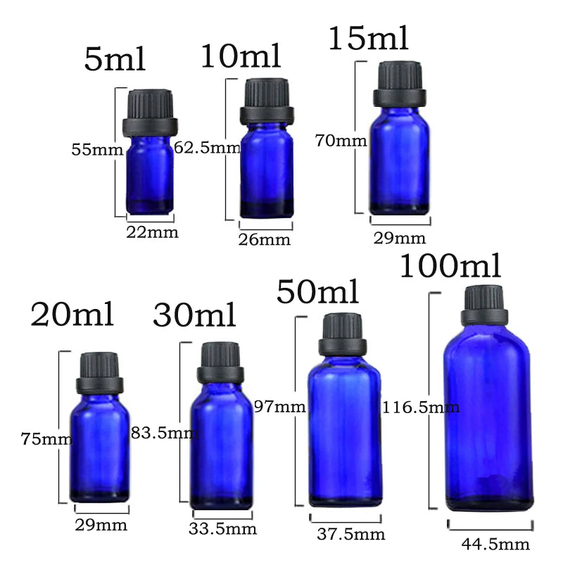 12Pcs Empty 5/10/15/20/30ml Amber Glass Essential Oils Drops Bottles with Orifice Reducer Tips DIY Supplies Tool Perfume Vials