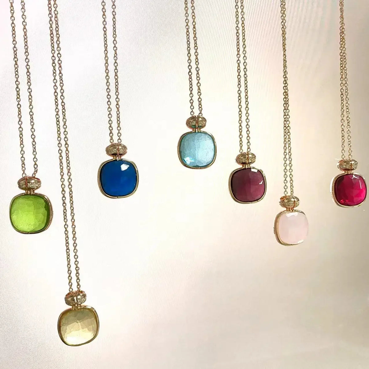 Elegant Light Blue Topaz Perfume Bottle Pendant Necklace for Women Classic  Design Candy Color Fashion Jewelry Gift Idea