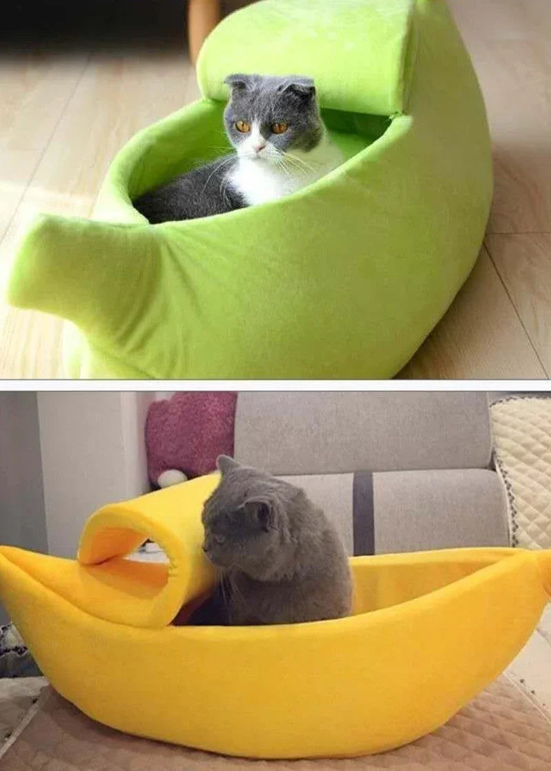 Yellow Banana Cat Dog Bed Cute Puppy Pad Kennel Warm Soft Pet For Cats Supplies Kitten Rabbit House Pets Cats Supplies