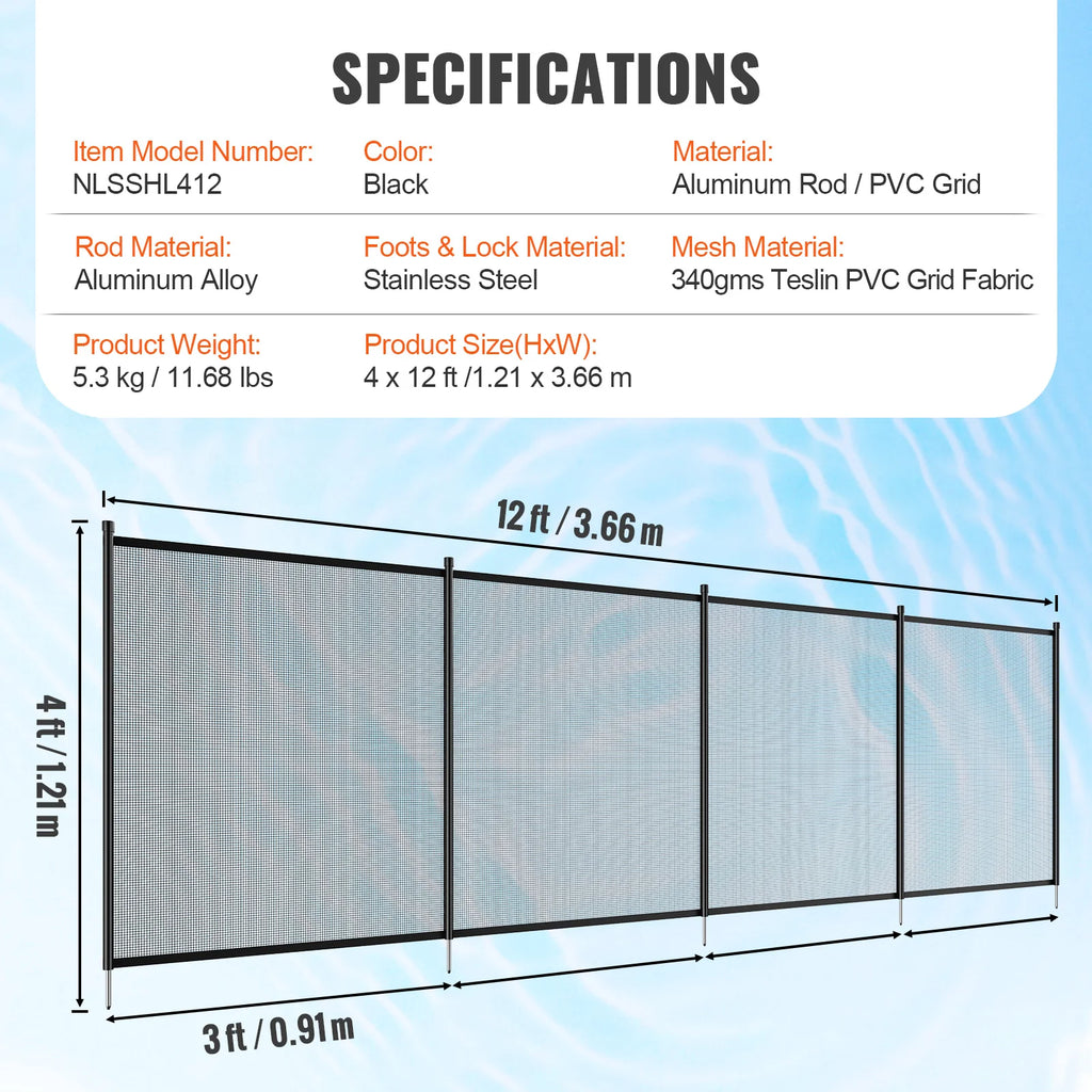 SucceBuy Pool Fence Fences for Inground Pools Removable Child Safety Pool Fencing Teslin PVC Fence Mesh Protects Kids and Pets