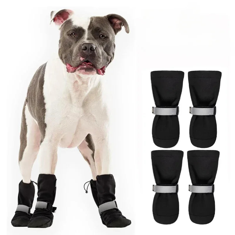 Winter Dog Shoes Waterproof Walking Big Small Dog Shoes Warm Adjustable Elasticity Schnauzer Foot Cover Teddy Pets Supplies