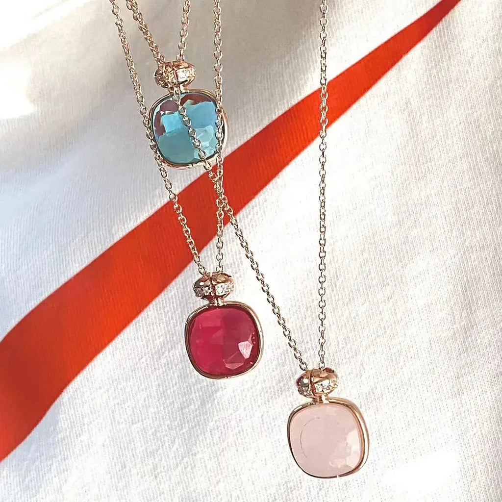 Elegant Light Blue Topaz Perfume Bottle Pendant Necklace for Women Classic  Design Candy Color Fashion Jewelry Gift Idea