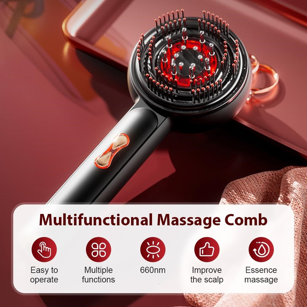 Electric Head Massage Comb Hair Medicine Oil Applicator Scalp Massage Brush Infrared Red Light Hair Growth Comb Hair Care
