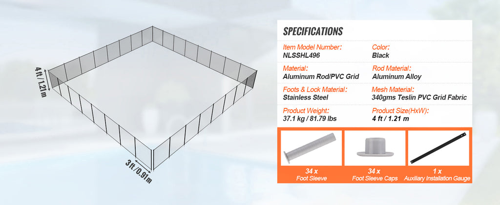 SucceBuy Pool Fence Fences for Inground Pools Removable Child Safety Pool Fencing Teslin PVC Fence Mesh Protects Kids and Pets